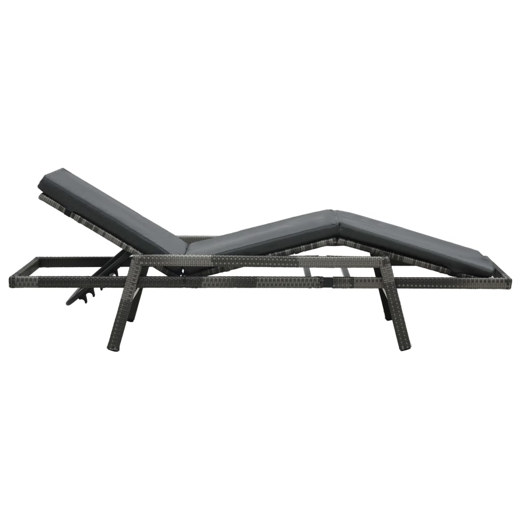 Ligbed met kussen poly rattan grijs is nu te koop bij PeponiXL, paradijselijk wonen!