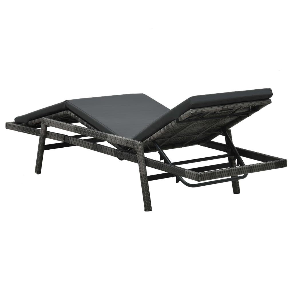 Ligbed met kussen poly rattan grijs is nu te koop bij PeponiXL, paradijselijk wonen!
