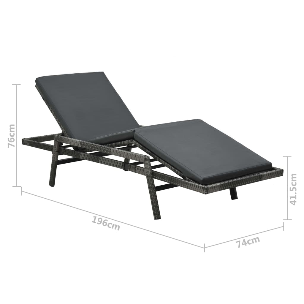 Ligbed met kussen poly rattan grijs is nu te koop bij PeponiXL, paradijselijk wonen!