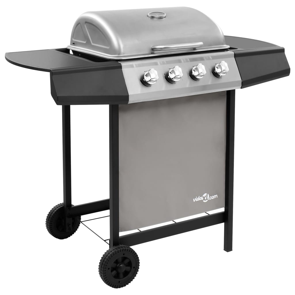 Gasbarbecue met 4 branders zwart en zilverkleurig is nu te koop bij PeponiXL, paradijselijk wonen!
