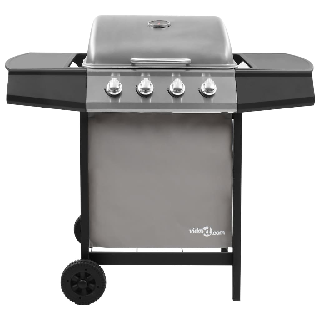 Gasbarbecue met 4 branders zwart en zilverkleurig is nu te koop bij PeponiXL, paradijselijk wonen!