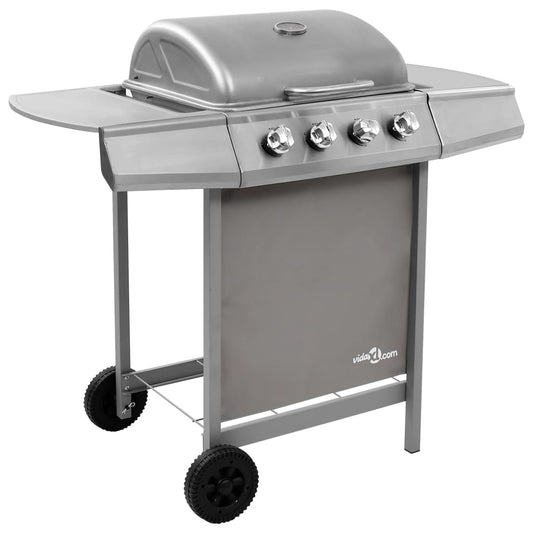 Gasbarbecue met 4 branders zilverkleurig is nu te koop bij PeponiXL, paradijselijk wonen!