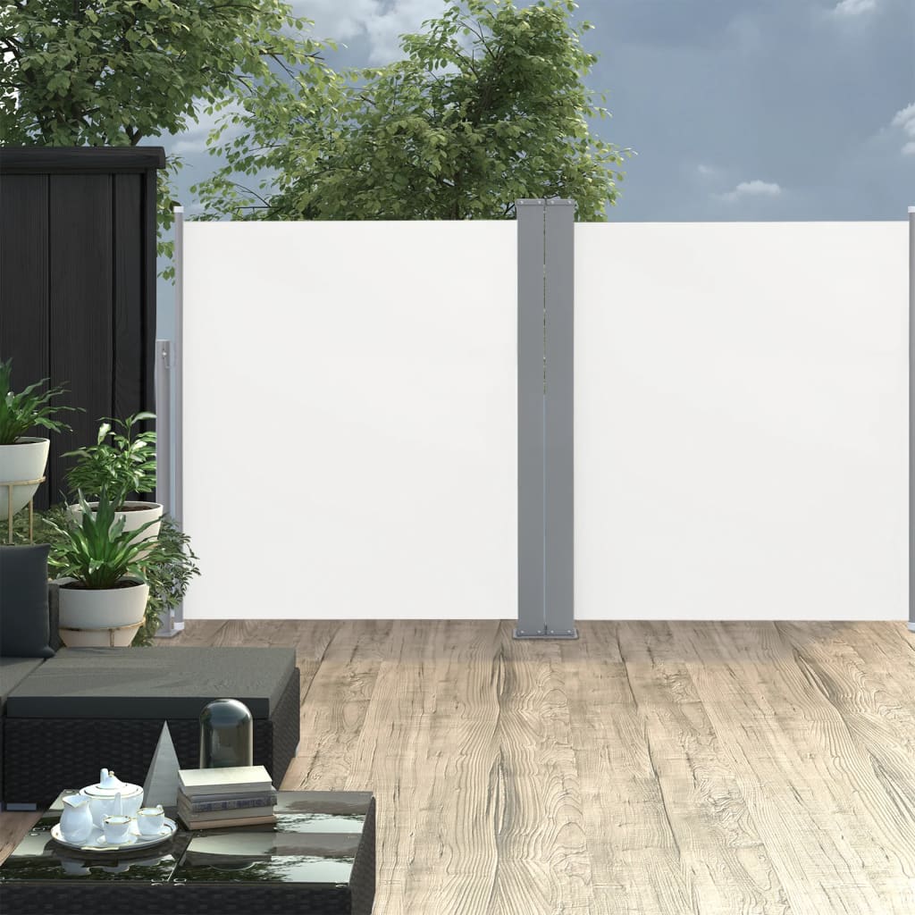 Tuinscherm uittrekbaar dubbel 170x600 cm crème is nu te koop bij PeponiXL, paradijselijk wonen!