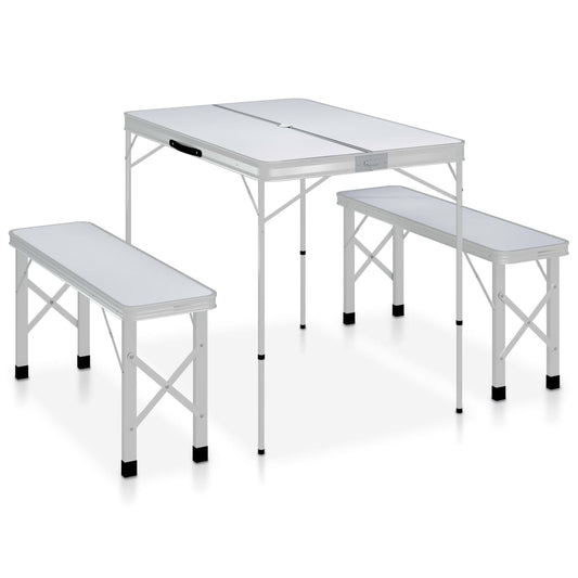 Campingtafel inklapbaar met 2 banken aluminium wit is nu te koop bij PeponiXL, paradijselijk wonen!
