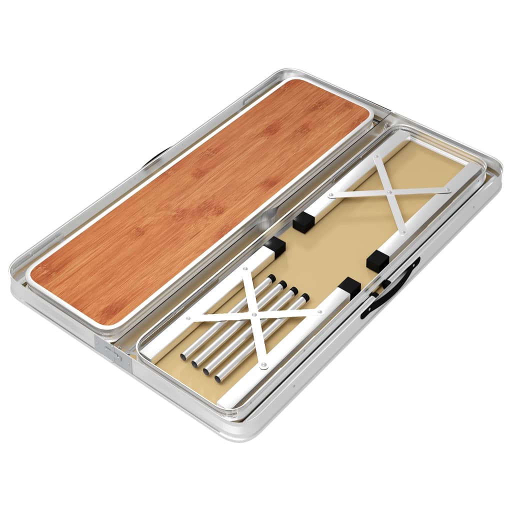 Campingtafel inklapbaar met 2 banken aluminium bruin is nu te koop bij PeponiXL, paradijselijk wonen!