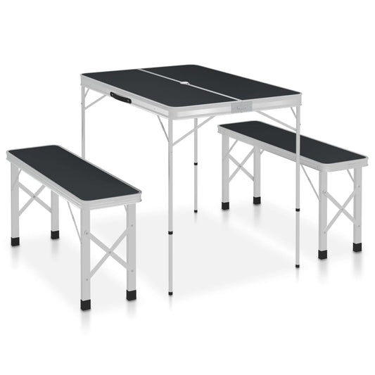 Campingtafel inklapbaar met 2 banken aluminium grijs is nu te koop bij PeponiXL, paradijselijk wonen!