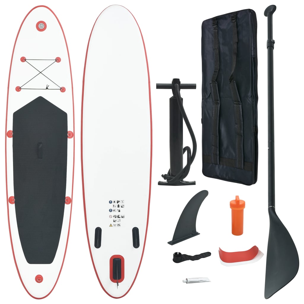 Stand Up Paddleboardset opblaasbaar rood en wit is nu te koop bij PeponiXL, paradijselijk wonen!