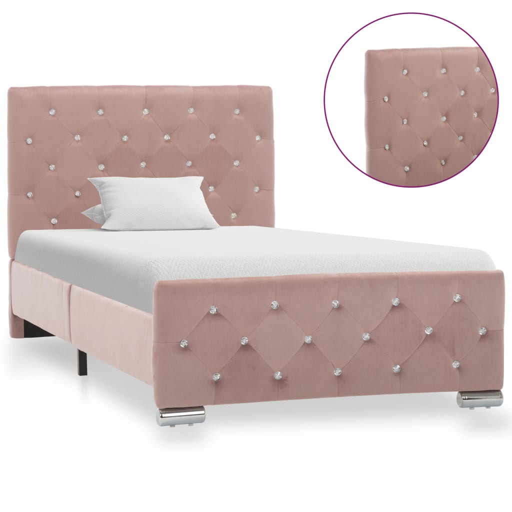 Bedframe fluweel roze 90x200 cm is nu te koop bij PeponiXL, paradijselijk wonen!