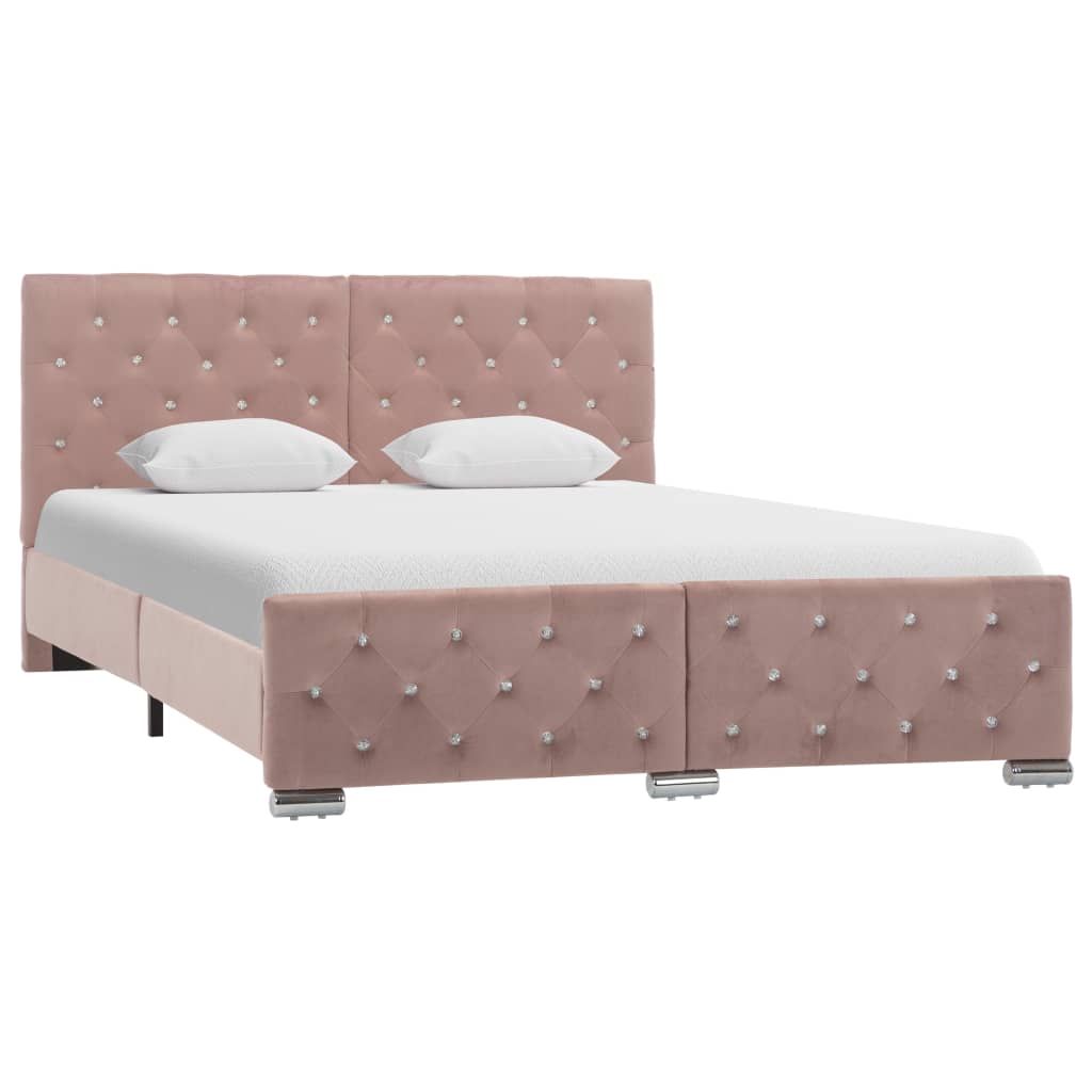 Bedframe fluweel roze 140x200 cm is nu te koop bij PeponiXL, paradijselijk wonen!