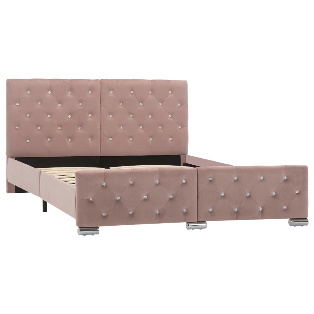 Bedframe fluweel roze 140x200 cm is nu te koop bij PeponiXL, paradijselijk wonen!