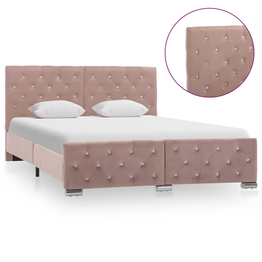 Bedframe fluweel roze 140x200 cm is nu te koop bij PeponiXL, paradijselijk wonen!