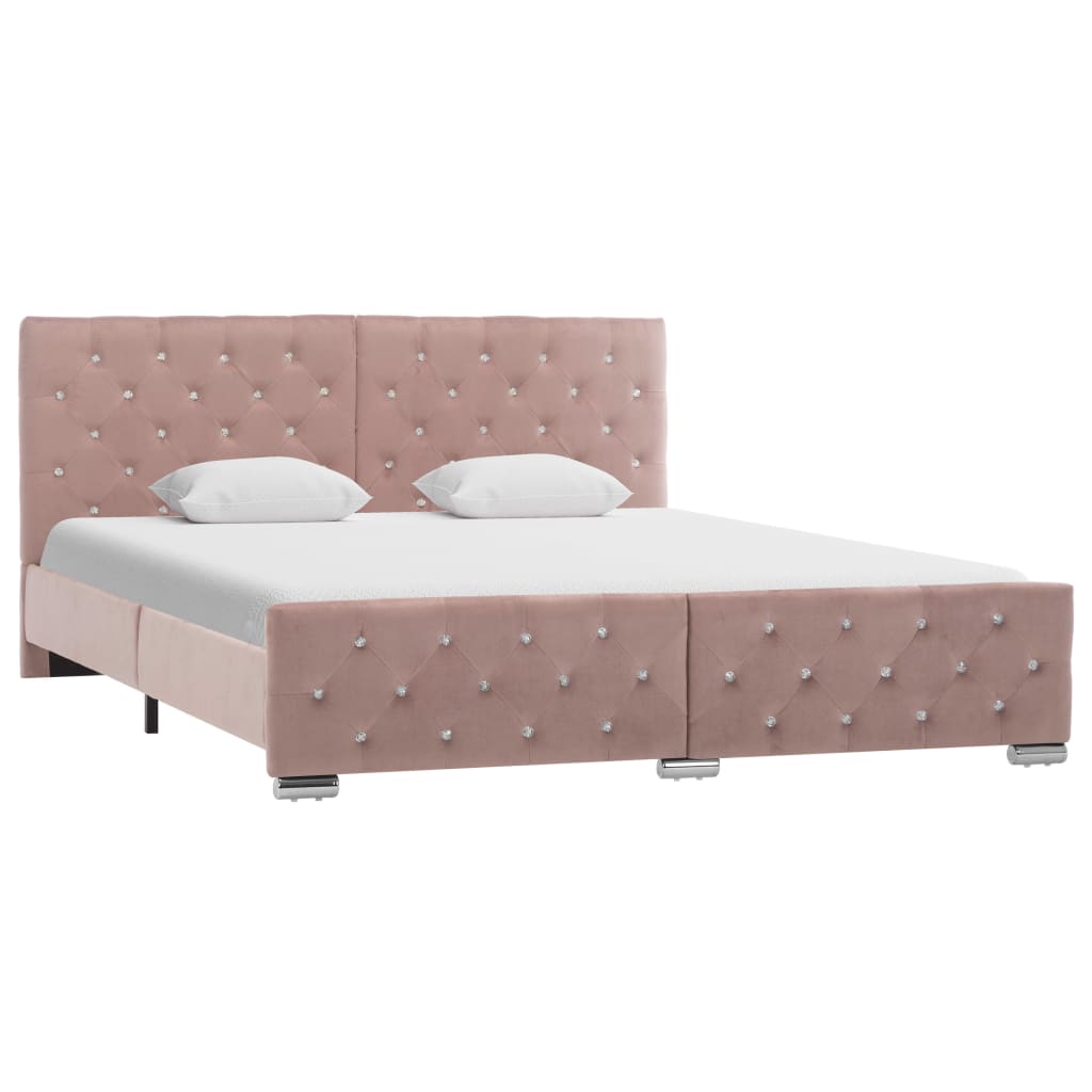 Bedframe fluweel roze 160x200 cm is nu te koop bij PeponiXL, paradijselijk wonen!