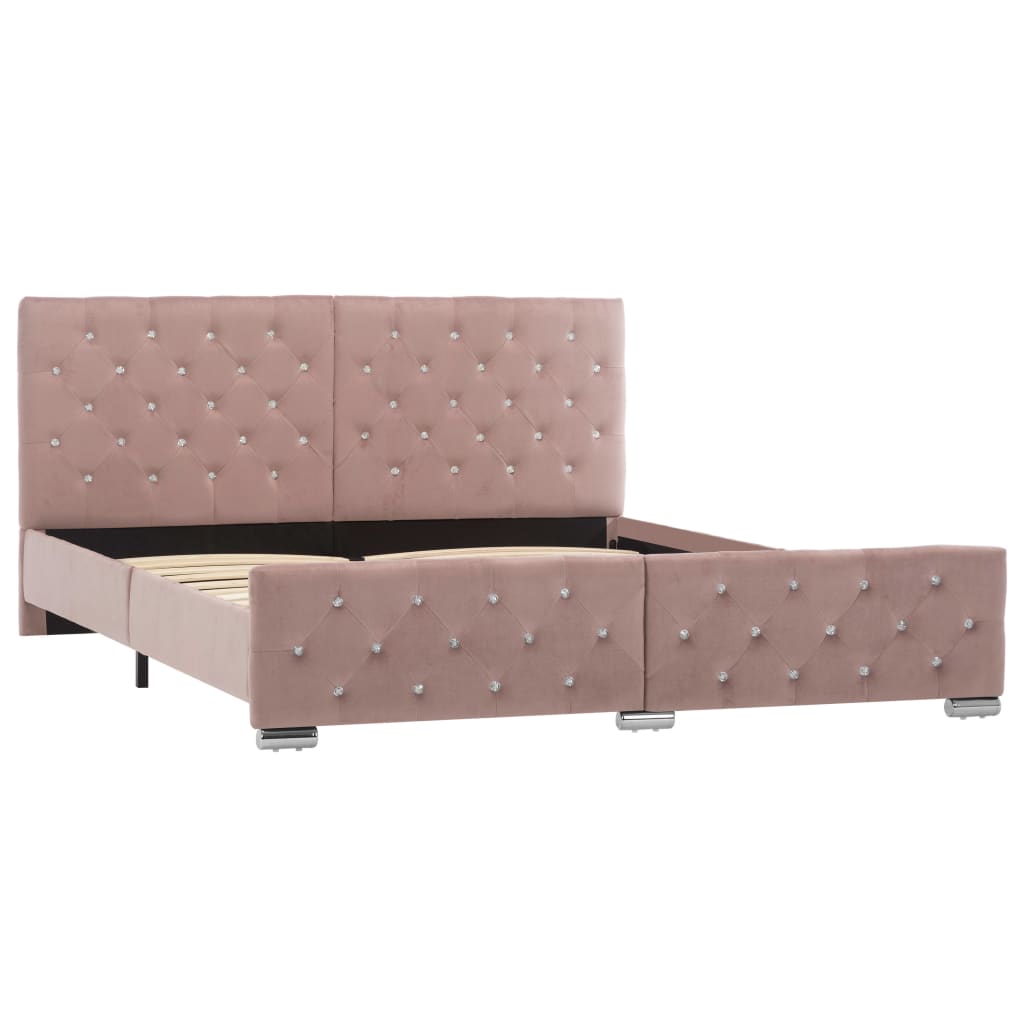 Bedframe fluweel roze 160x200 cm is nu te koop bij PeponiXL, paradijselijk wonen!