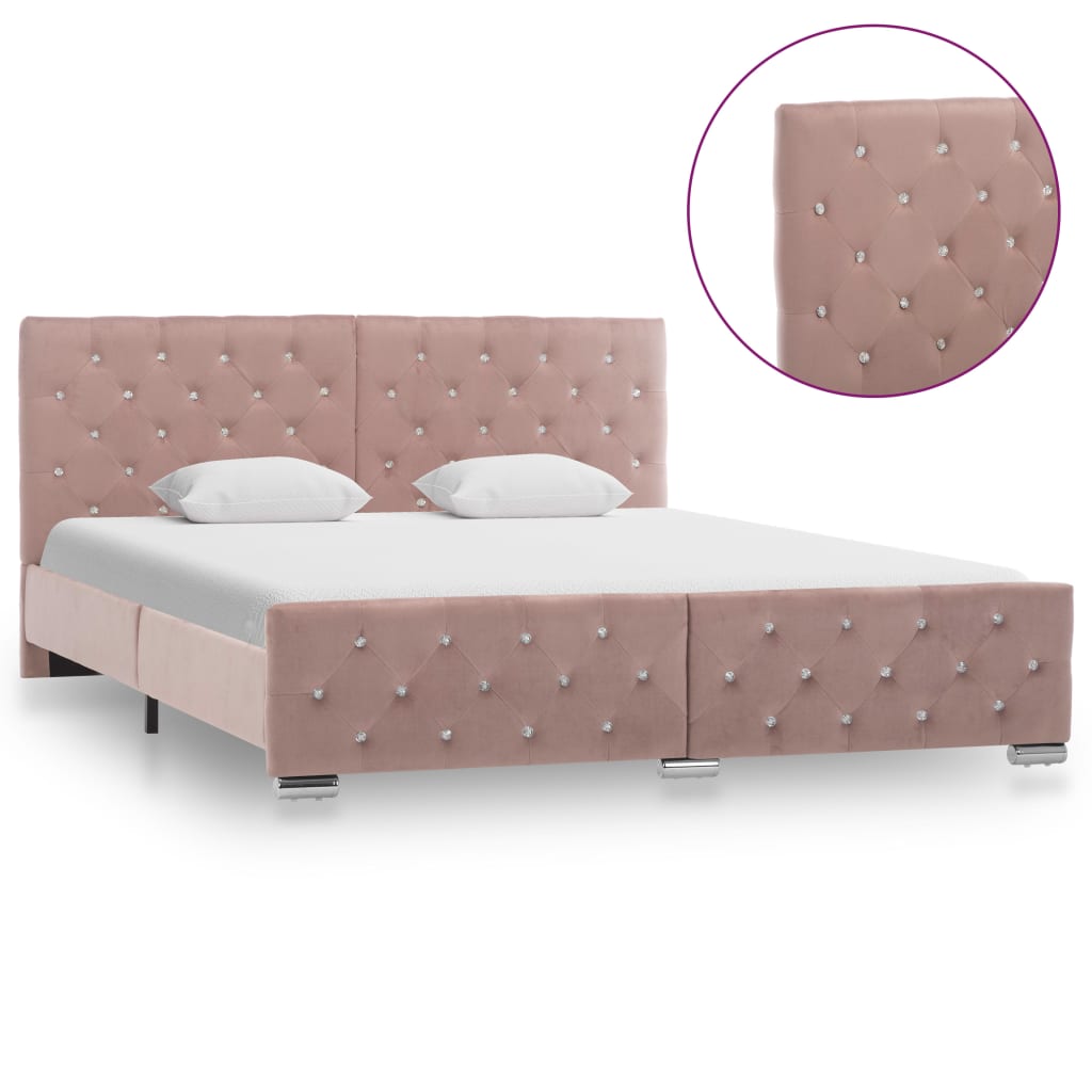 Bedframe fluweel roze 160x200 cm is nu te koop bij PeponiXL, paradijselijk wonen!