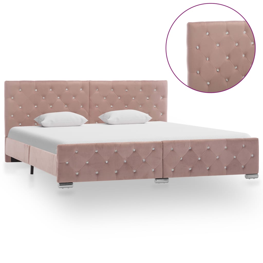 Bedframe fluweel roze 180x200 cm is nu te koop bij PeponiXL, paradijselijk wonen!