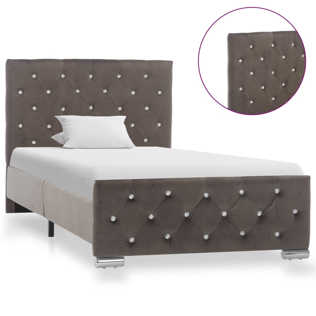Bedframe fluweel grijs 90x200 cm is nu te koop bij PeponiXL, paradijselijk wonen!