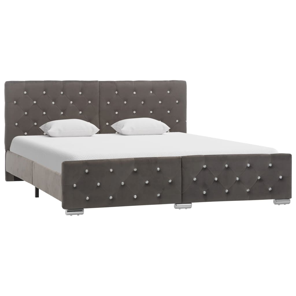 Bedframe fluweel grijs 160x200 cm is nu te koop bij PeponiXL, paradijselijk wonen!