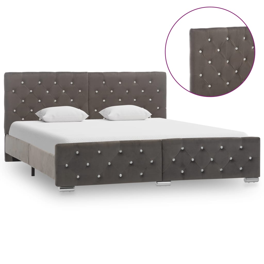 Bedframe fluweel grijs 160x200 cm is nu te koop bij PeponiXL, paradijselijk wonen!
