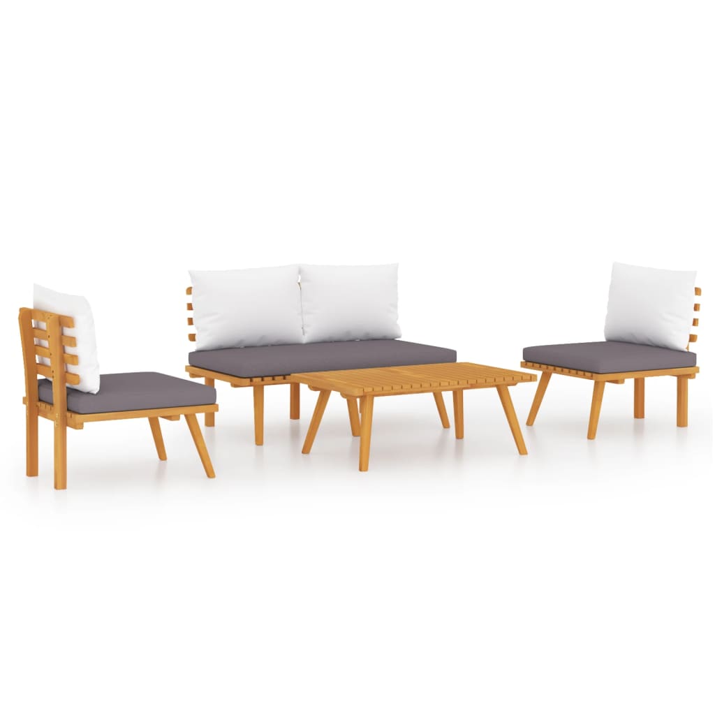 4-delige Loungeset met kussens massief acaciahout is nu te koop bij PeponiXL, paradijselijk wonen!