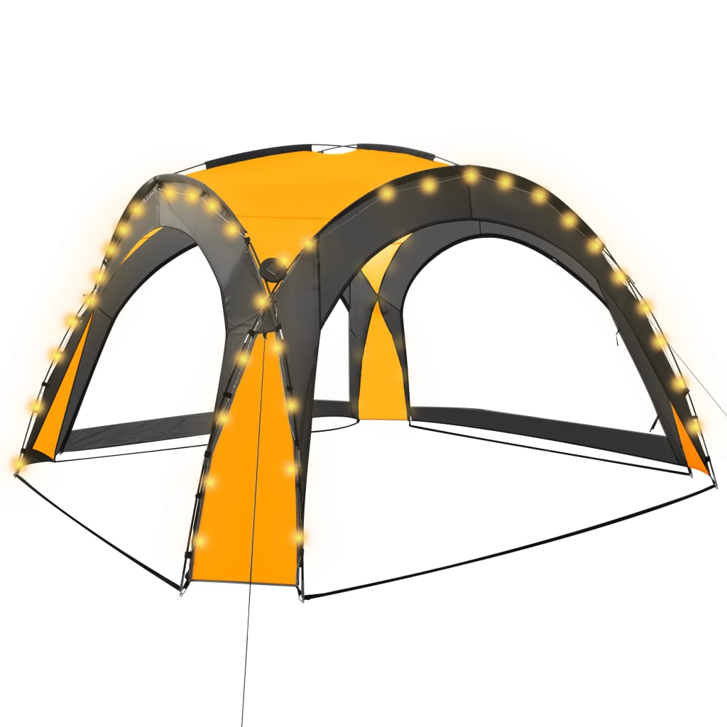 Partytent met LED en 4 zijwanden 3,6x3,6x2,3 m geel is nu te koop bij PeponiXL, paradijselijk wonen!