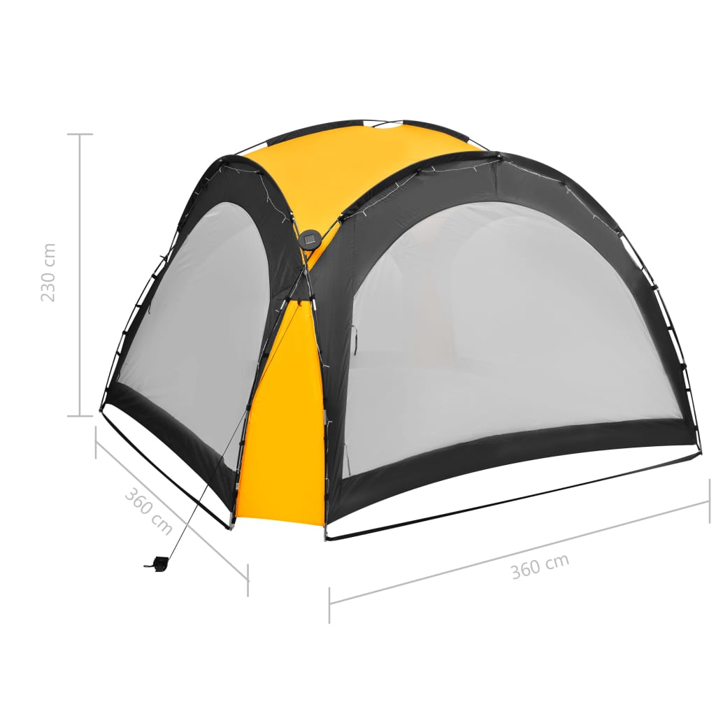 Partytent met LED en 4 zijwanden 3,6x3,6x2,3 m geel is nu te koop bij PeponiXL, paradijselijk wonen!