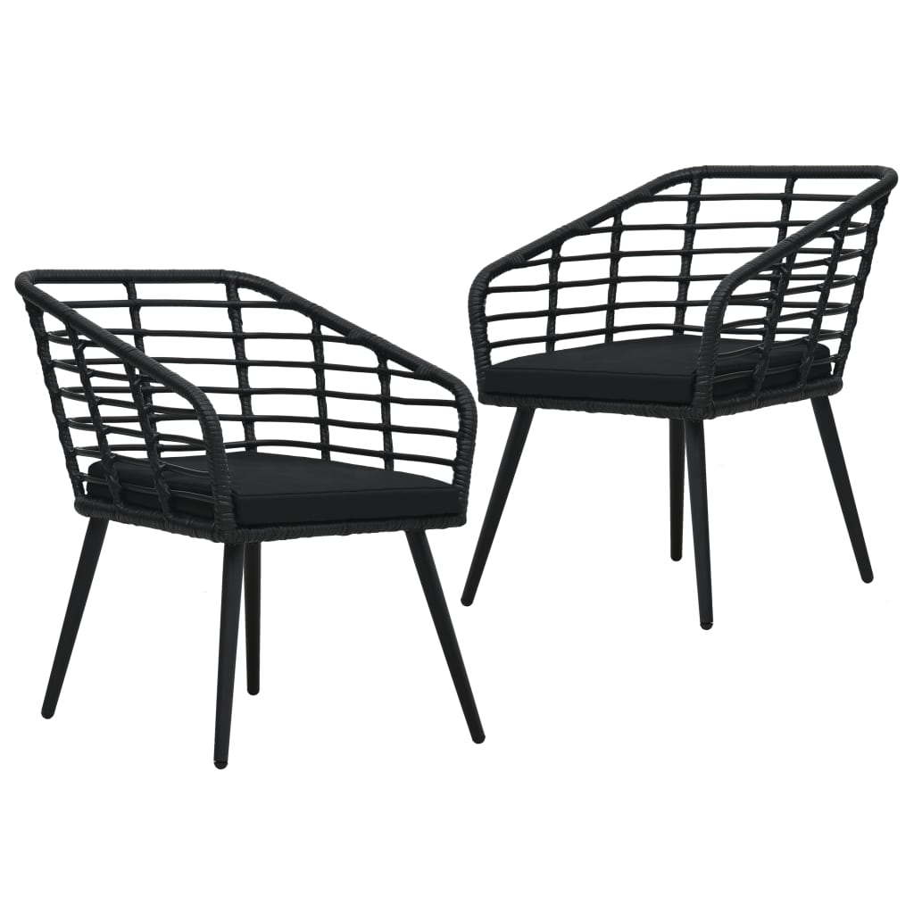 Tuinstoelen 2 st met kussens poly rattan zwart is nu te koop bij PeponiXL, paradijselijk wonen!