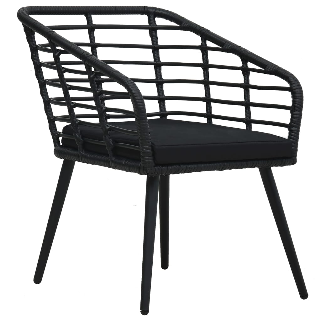 Tuinstoelen 2 st met kussens poly rattan zwart is nu te koop bij PeponiXL, paradijselijk wonen!