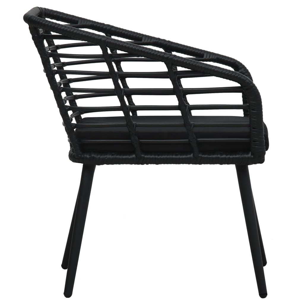 Tuinstoelen 2 st met kussens poly rattan zwart is nu te koop bij PeponiXL, paradijselijk wonen!