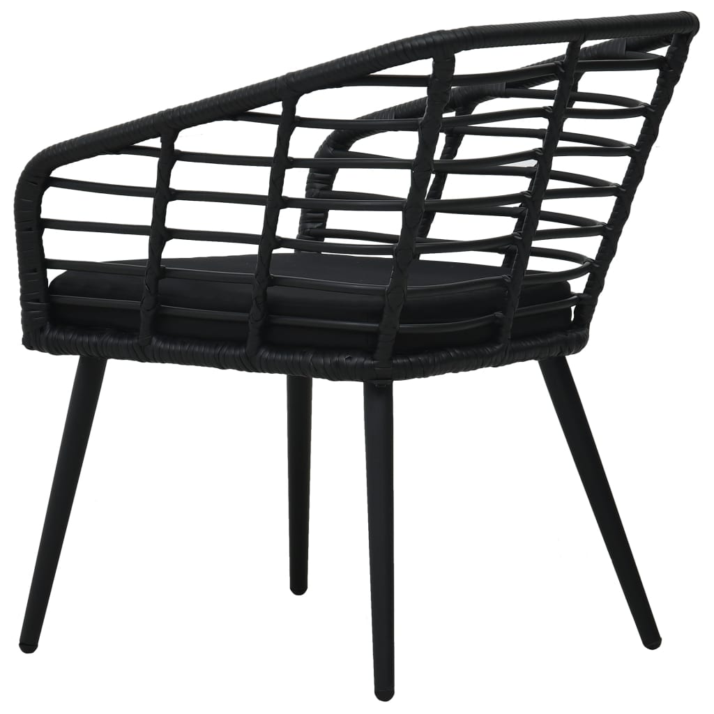 Tuinstoelen 2 st met kussens poly rattan zwart is nu te koop bij PeponiXL, paradijselijk wonen!
