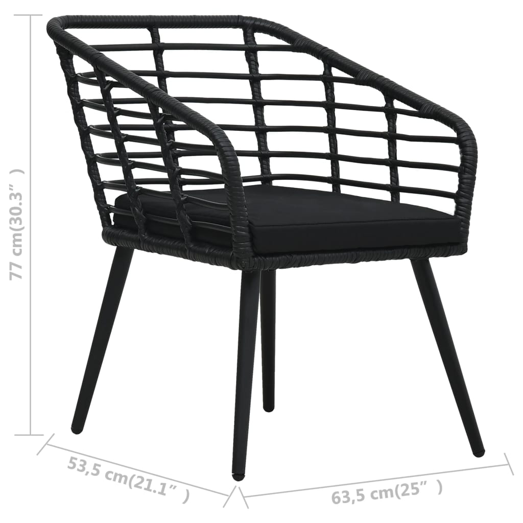 Tuinstoelen 2 st met kussens poly rattan zwart is nu te koop bij PeponiXL, paradijselijk wonen!