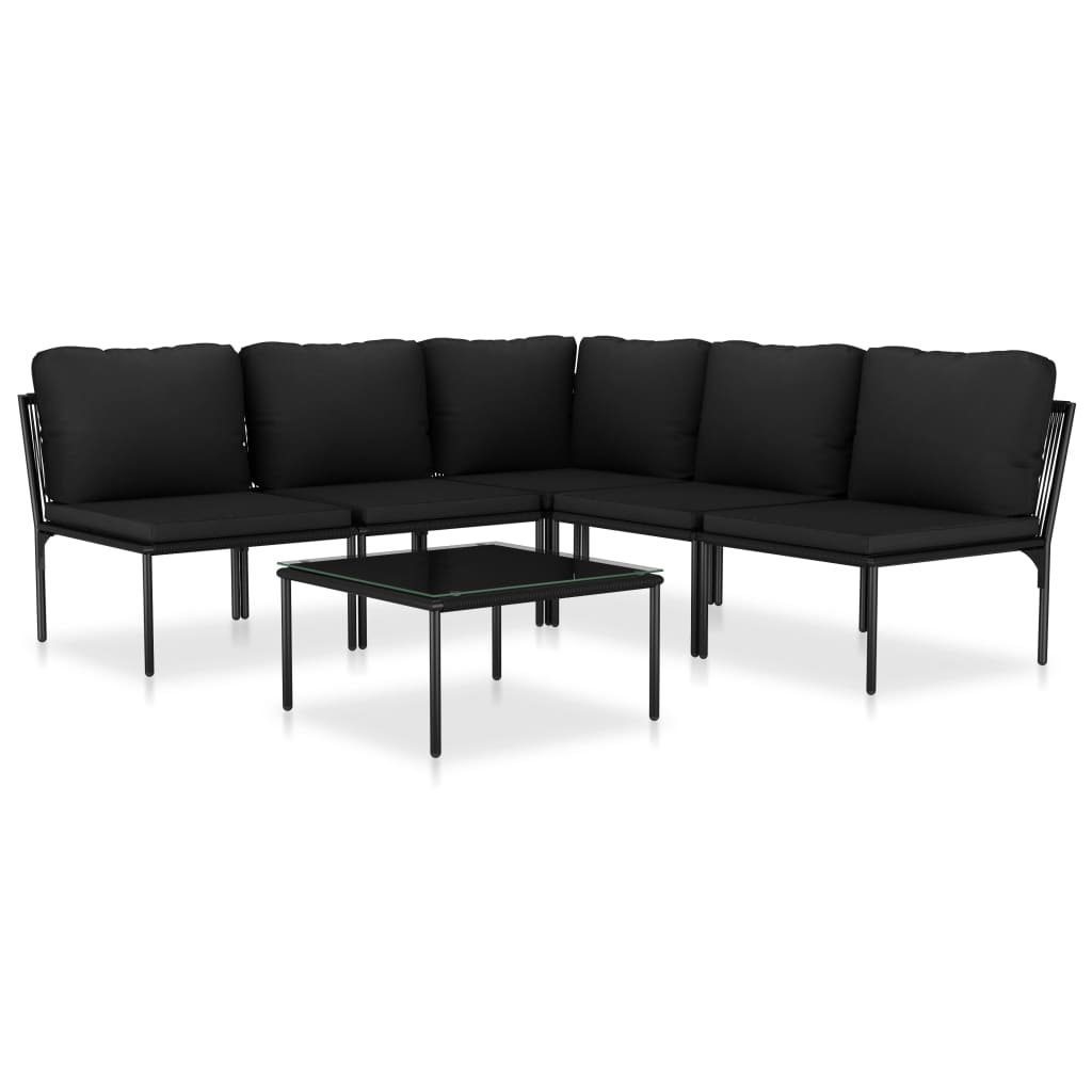 6-delige Loungeset met kussens PVC zwart is nu te koop bij PeponiXL, paradijselijk wonen!