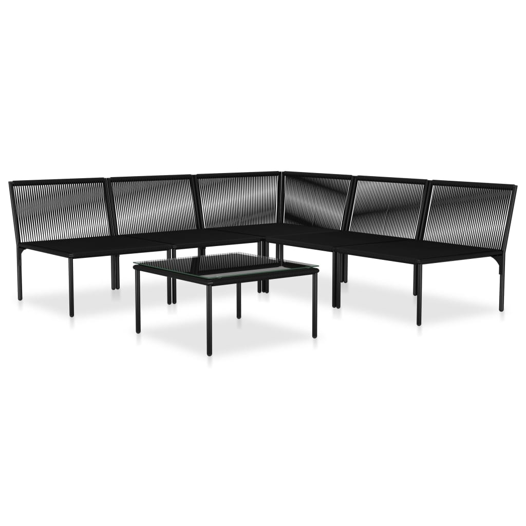 6-delige Loungeset met kussens PVC zwart is nu te koop bij PeponiXL, paradijselijk wonen!