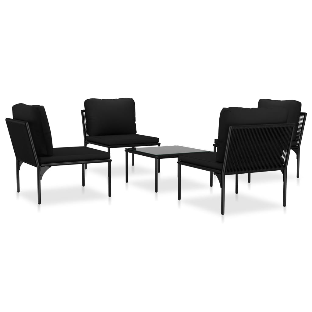5-delige Loungeset met kussens PVC zwart is nu te koop bij PeponiXL, paradijselijk wonen!