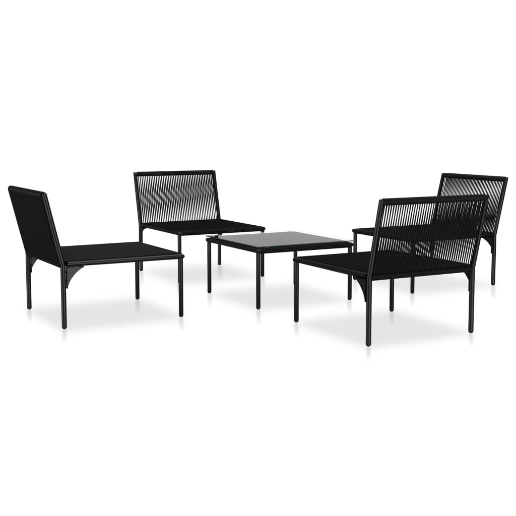 5-delige Loungeset met kussens PVC zwart is nu te koop bij PeponiXL, paradijselijk wonen!