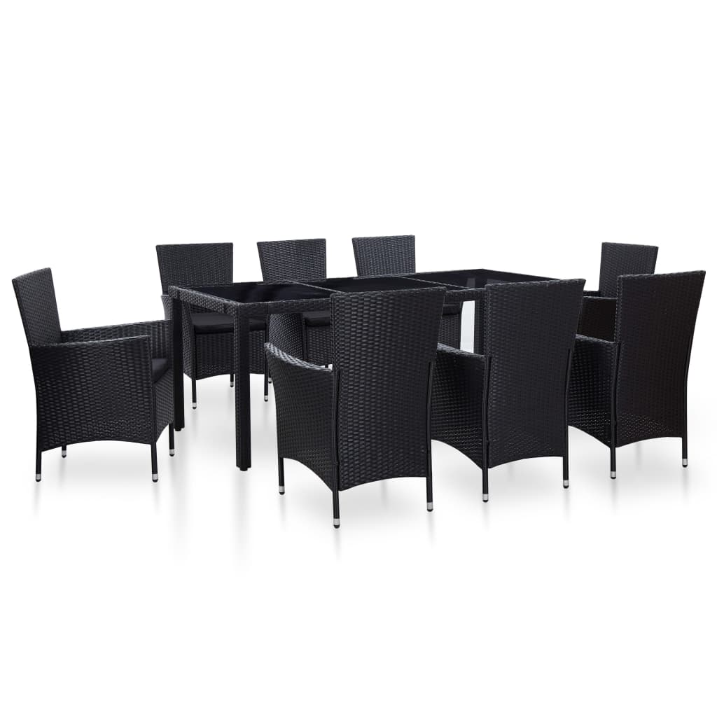 9-delige Tuinset poly rattan zwart is nu te koop bij PeponiXL, paradijselijk wonen!