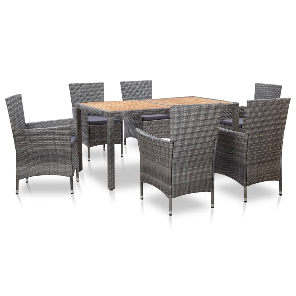 7-delige Tuinset met kussens poly rattan grijs is nu te koop bij PeponiXL, paradijselijk wonen!