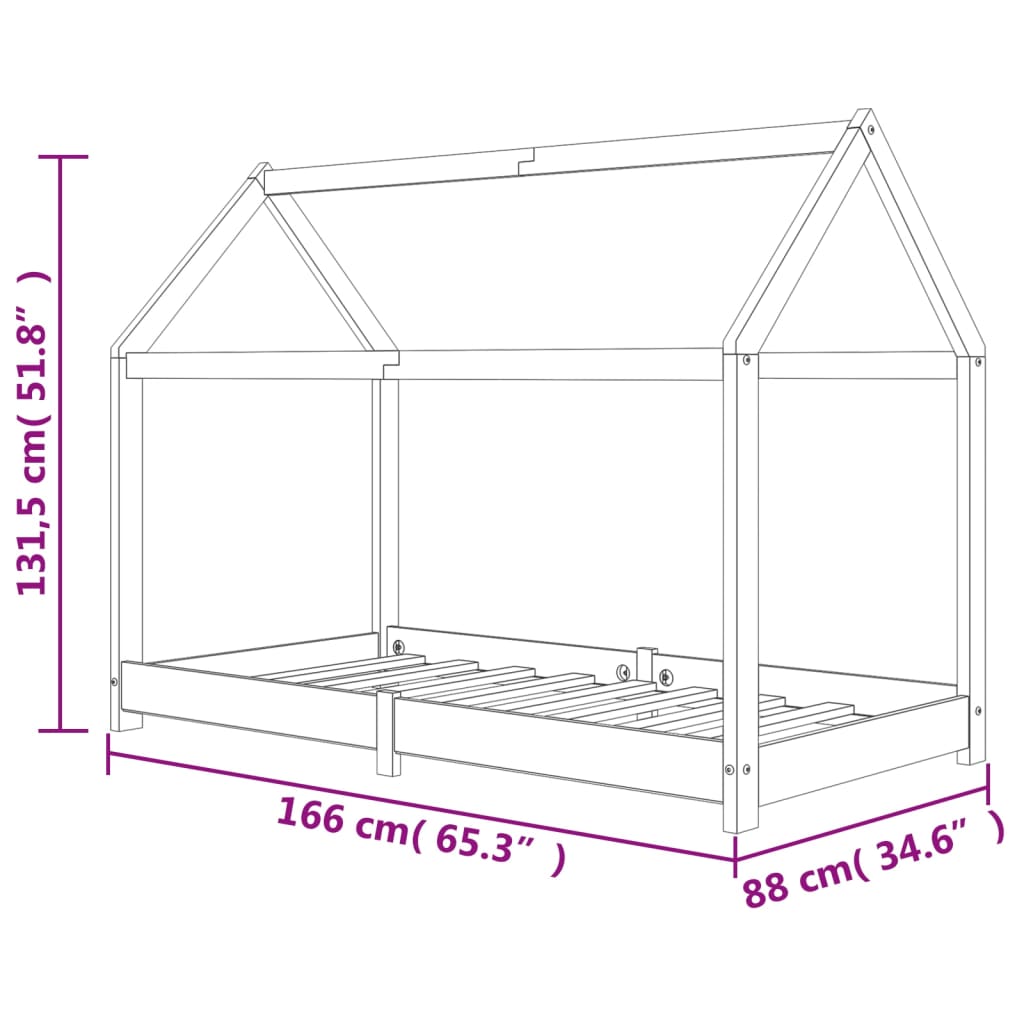 Kinderbedframe massief grenenhout wit 80x160 cm is nu te koop bij PeponiXL, paradijselijk wonen!
