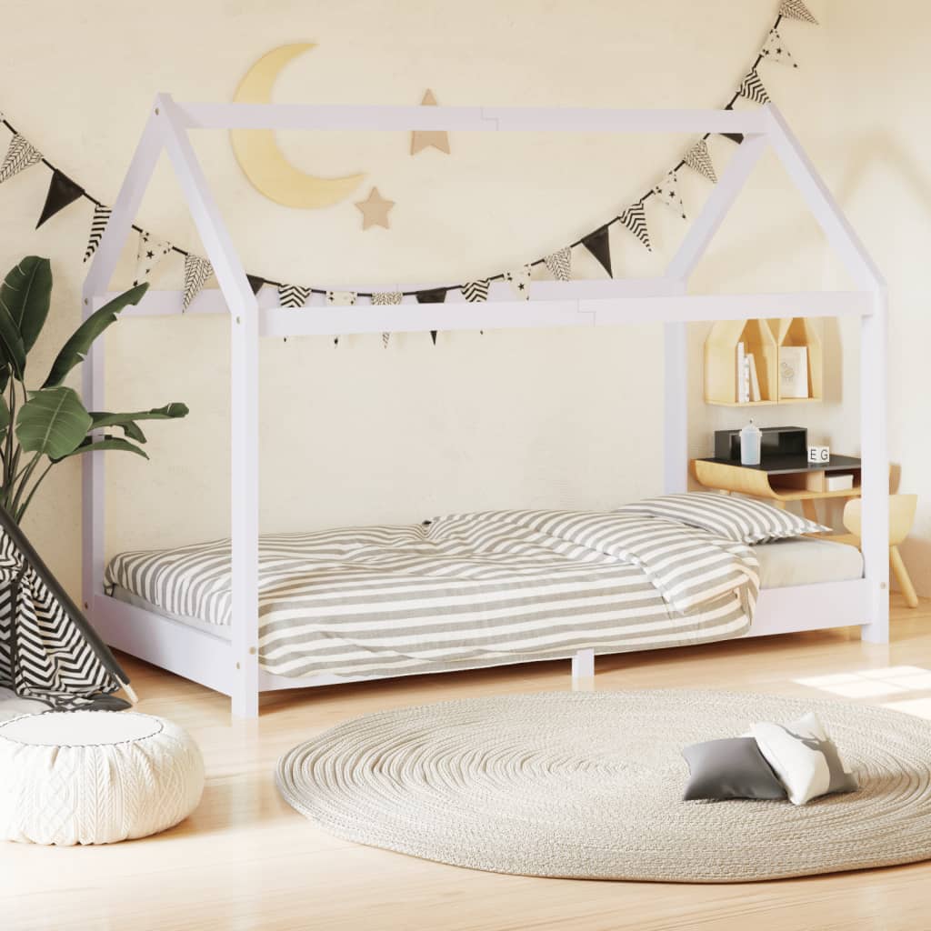 Kinderbedframe massief grenenhout wit 80x160 cm is nu te koop bij PeponiXL, paradijselijk wonen!