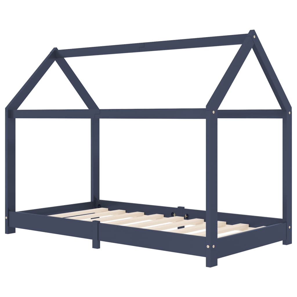 Kinderbedframe massief grenenhout grijs 80x160 cm is nu te koop bij PeponiXL, paradijselijk wonen!