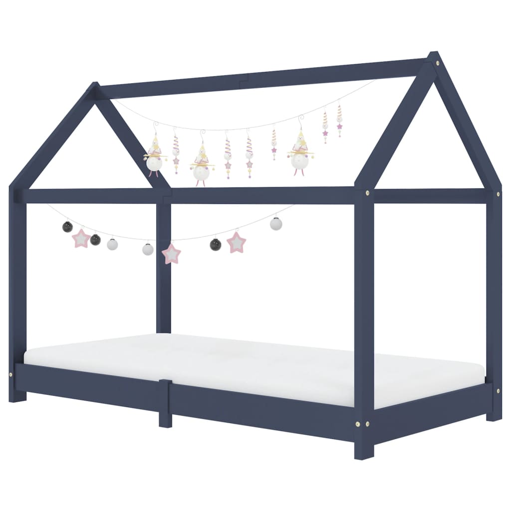 Kinderbedframe massief grenenhout grijs 80x160 cm is nu te koop bij PeponiXL, paradijselijk wonen!