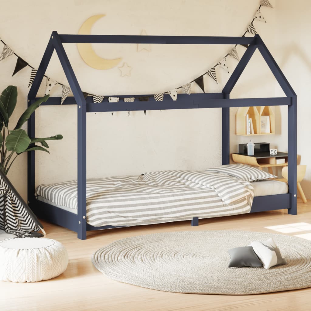 Kinderbedframe massief grenenhout grijs 80x160 cm is nu te koop bij PeponiXL, paradijselijk wonen!