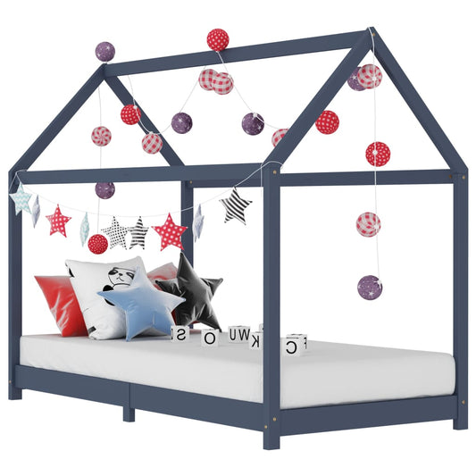 Kinderbedframe massief grenenhout grijs 90x200 cm is nu te koop bij PeponiXL, paradijselijk wonen!