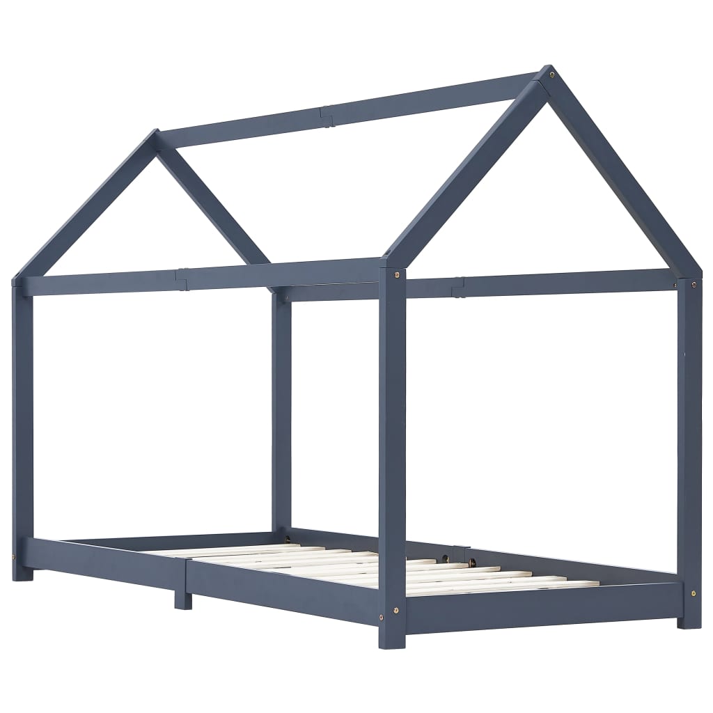 Kinderbedframe massief grenenhout grijs 90x200 cm is nu te koop bij PeponiXL, paradijselijk wonen!