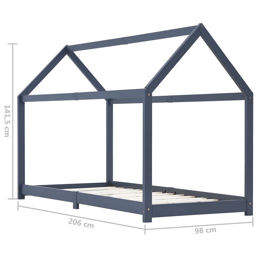 Kinderbedframe massief grenenhout grijs 90x200 cm is nu te koop bij PeponiXL, paradijselijk wonen!