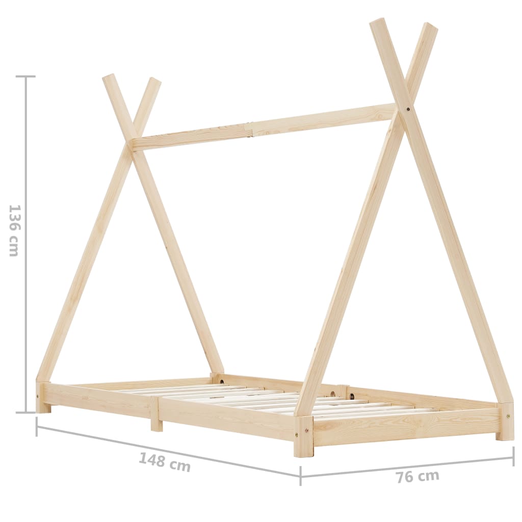 Kinderbedframe massief grenenhout 70x140 cm is nu te koop bij PeponiXL, paradijselijk wonen!