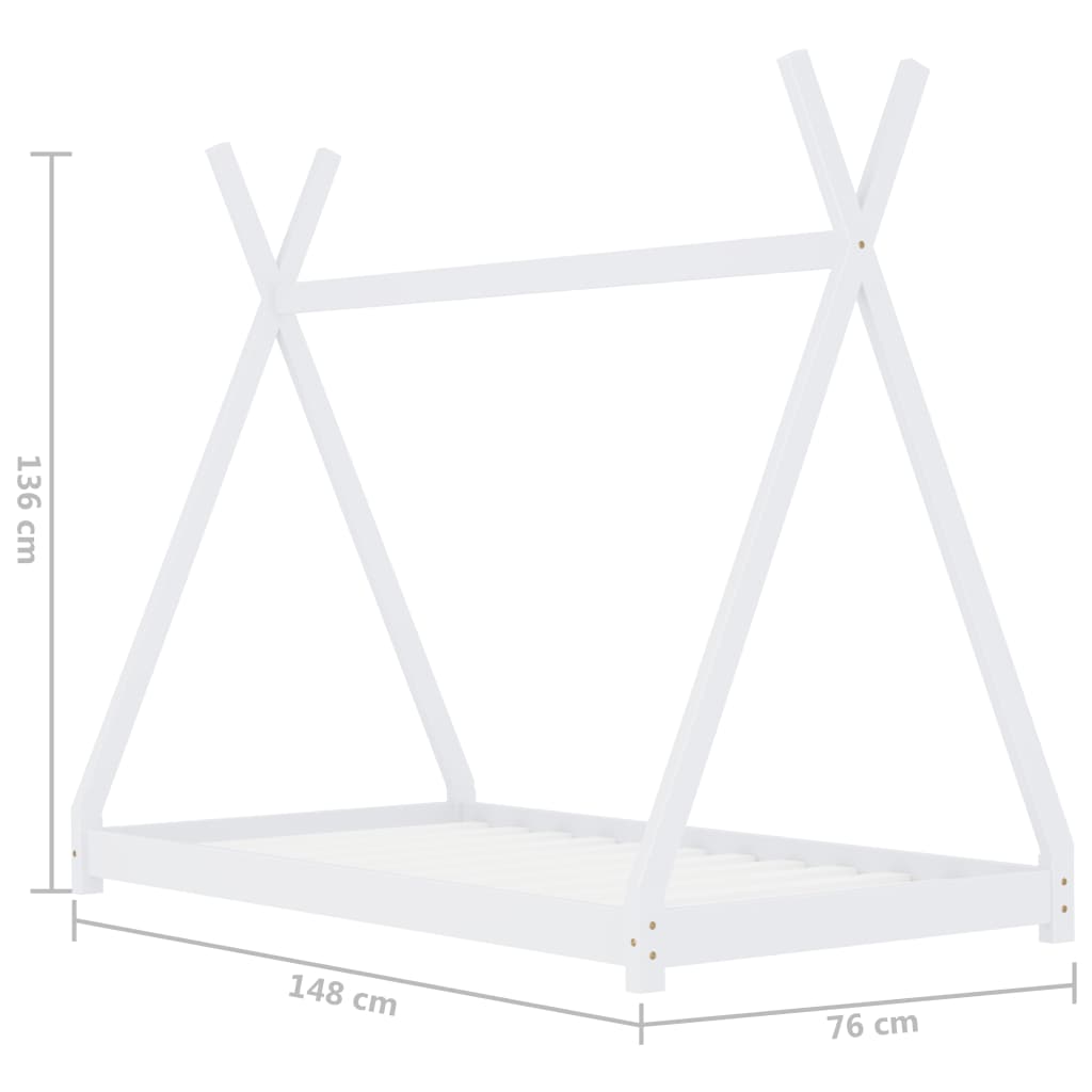 Kinderbedframe massief grenenhout wit 70x140 cm is nu te koop bij PeponiXL, paradijselijk wonen!