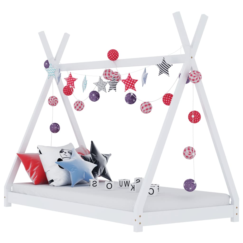Kinderbedframe massief grenenhout wit 80x160 cm is nu te koop bij PeponiXL, paradijselijk wonen!