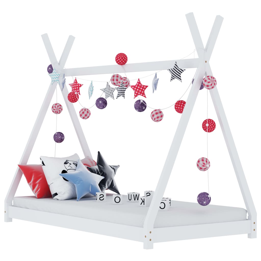 Kinderbedframe massief grenenhout wit 90x200 cm is nu te koop bij PeponiXL, paradijselijk wonen!