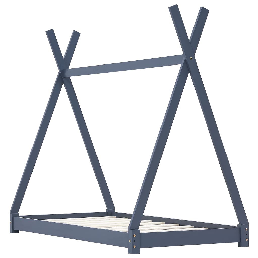 Kinderbedframe massief grenenhout grijs 70x140 cm is nu te koop bij PeponiXL, paradijselijk wonen!