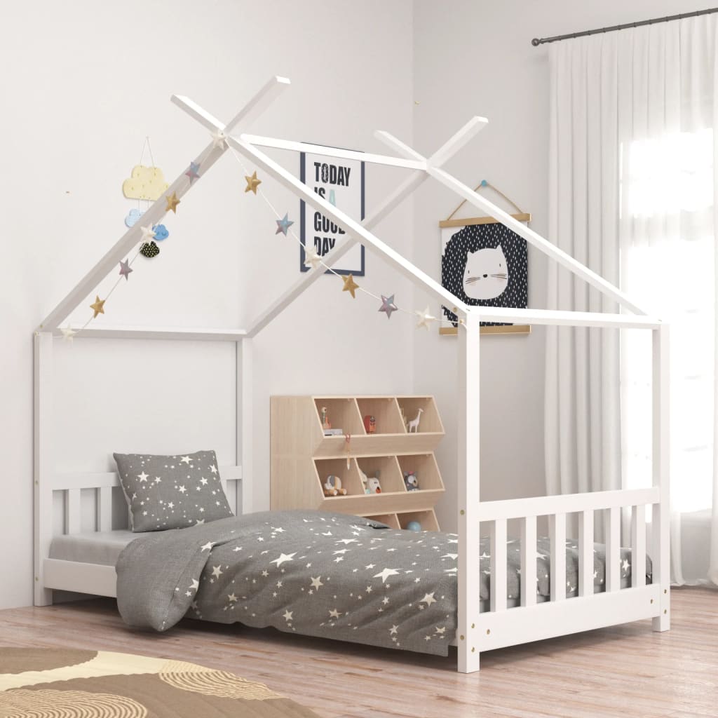 Kinderbedframe massief grenenhout wit 70x140 cm is nu te koop bij PeponiXL, paradijselijk wonen!